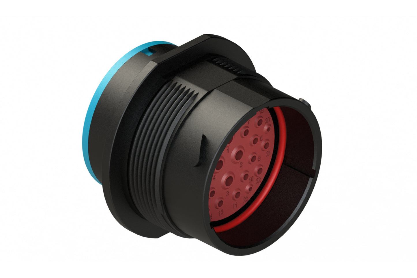 AHDP04-24-29PR-SRA 29 Position Receptacle, Pin, Shell Size 24, Reduced Diameter Seal (Blue Adapter), Smooth Ring Adapter, Dustcap Included. HDP24-24-29PE