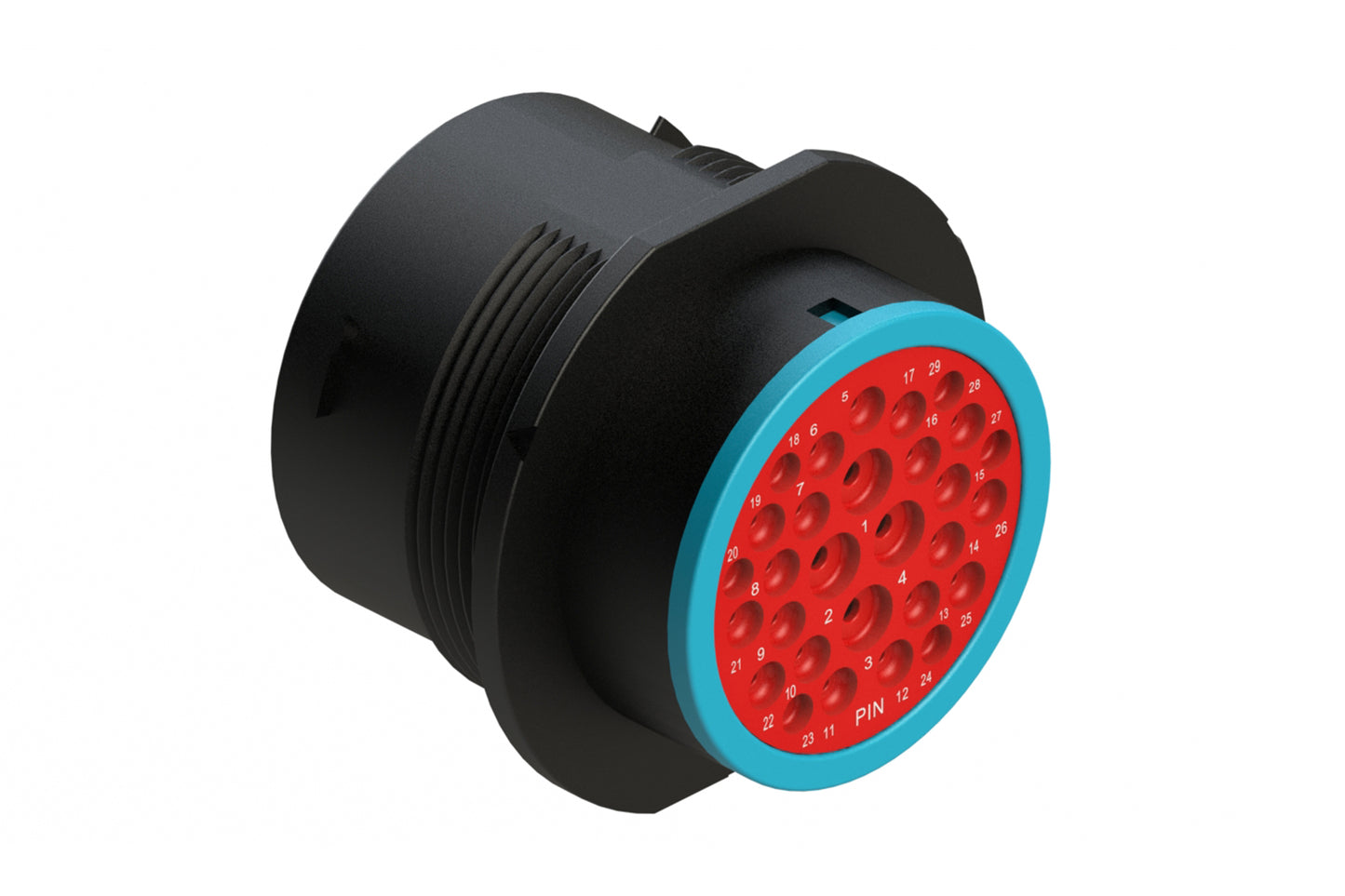 AHDP04-24-29PR-SRA 29 Position Receptacle, Pin, Shell Size 24, Reduced Diameter Seal (Blue Adapter), Smooth Ring Adapter, Dustcap Included. HDP24-24-29PE