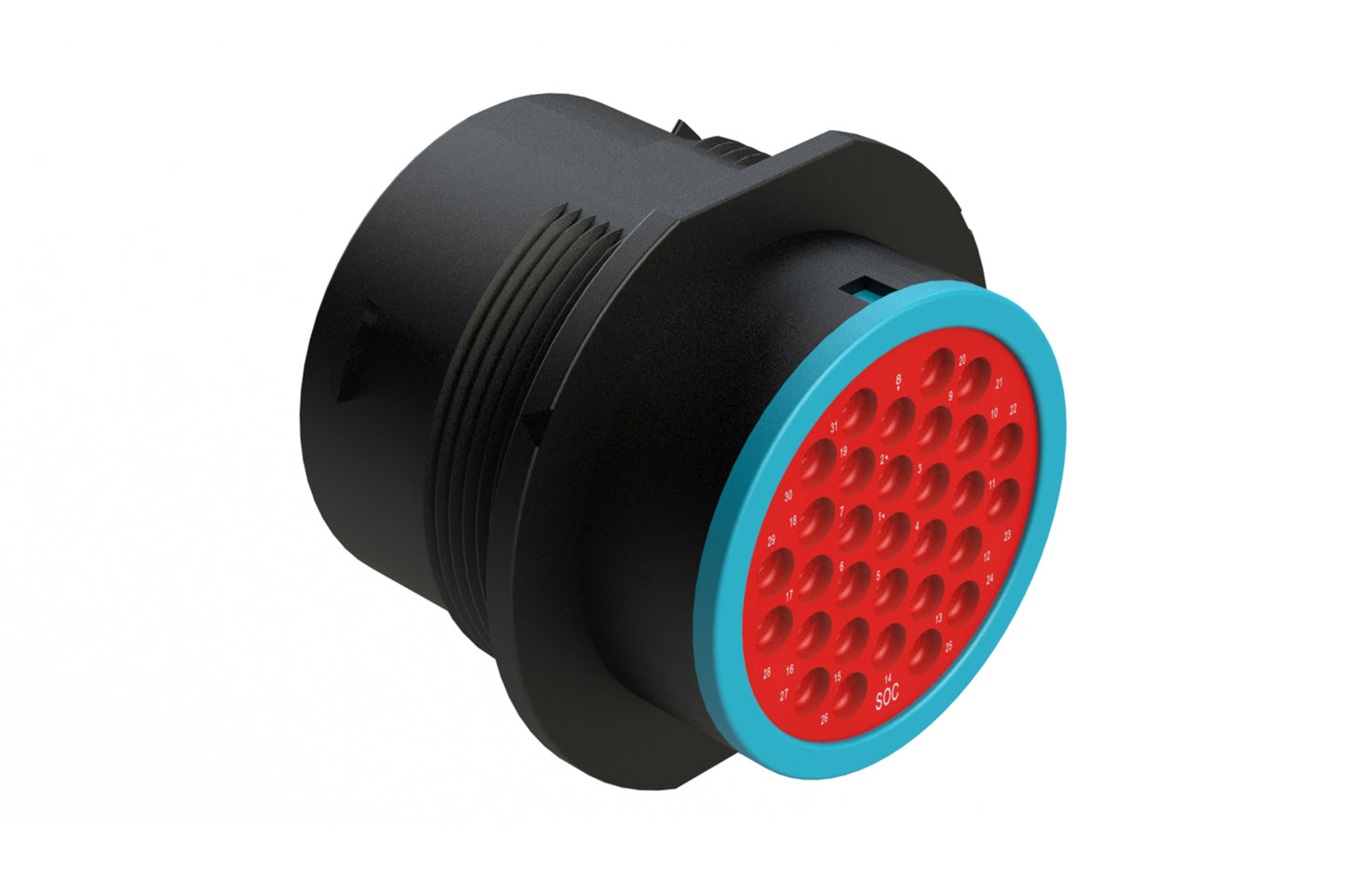 AHDP04-24-31SR-SRA 31 Position Receptacle, Socket, Shell Size 24, Reduced Diameter Seal (Blue Adapter), Smooth Ring Adapter, Dustcap Included. HDP24-24-31SE