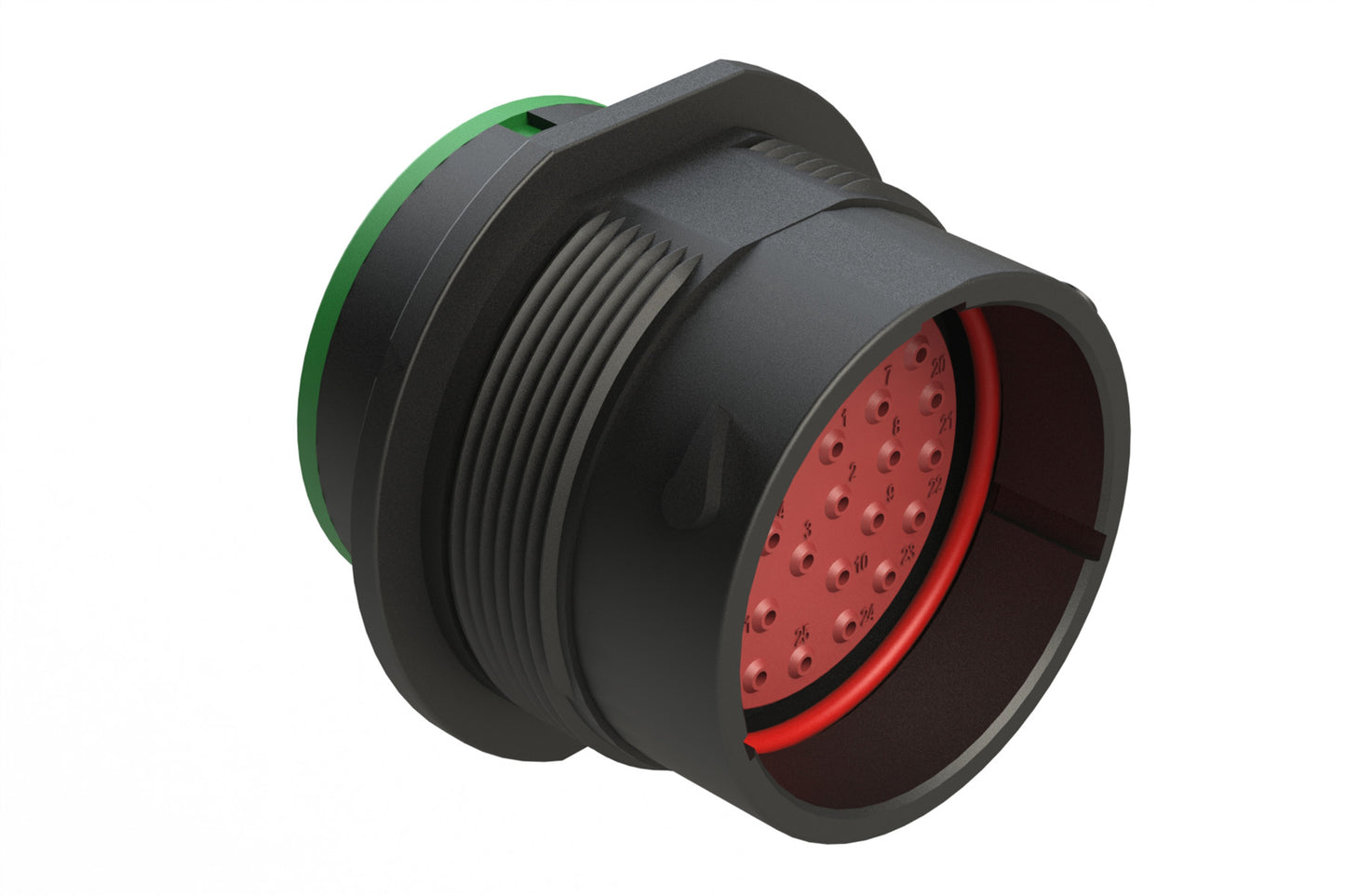 AHDP04-24-33PN-SRA 33 Position Receptacle, Shell Size 24, Pin, Plastic, Normal Diameter Rear Seal, Smooth Ring Adapter SRA (Green). HDP24-24-33PN