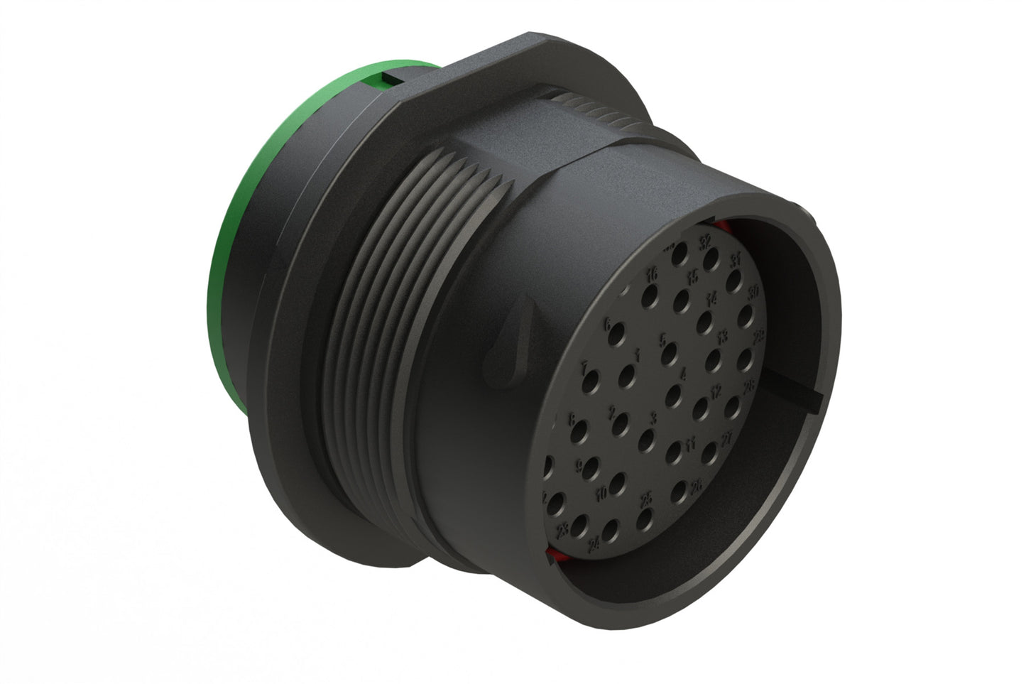 AHDP04-24-33SN-SRA 33 Position Receptacle, Shell Size 24, Socket, Plastic, Normal Diameter Rear Seal, Smooth Ring Adapter SRA (Green). HDP24-24-33SN