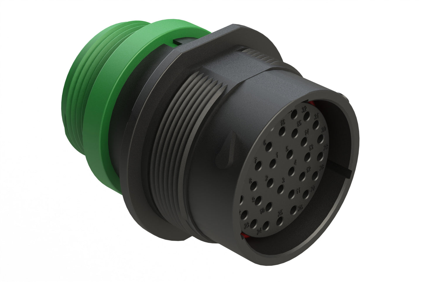AHDP04-24-33SN-STA 33 Position Receptacle, Shell Size 24, Socket, Plastic, Normal Diameter Rear Seal, Small Thread Adapter STA (Green). HDP24-24-33SN-L015