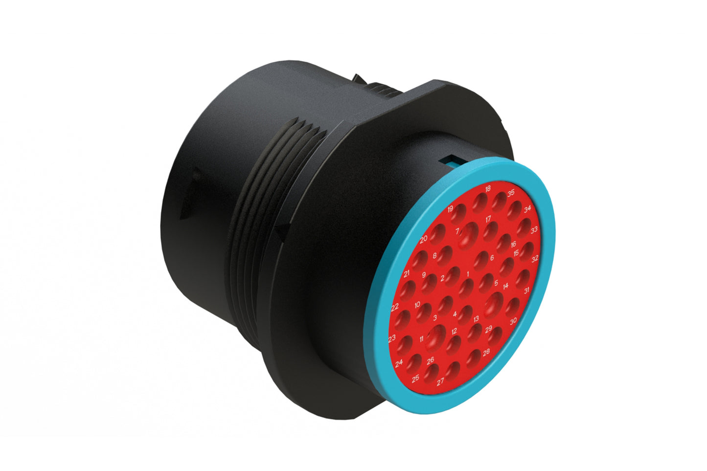 AHDP04-24-35PR-SRA 35 Position Receptacle, Pin, Shell Size 24, Reduced Diameter Seal (Blue Adapter), Smooth Ring Adapter, Dustcap Included. HDP24-24-35PE