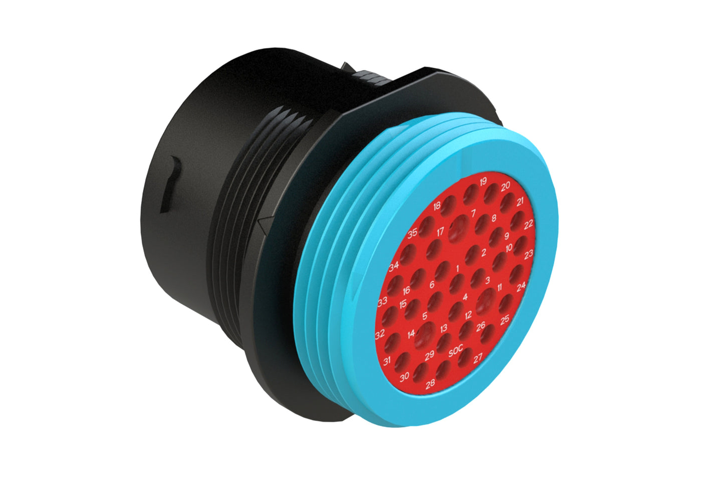 AHDP04-24-35SR-WTA 35 Position Receptacle, Socket, Shell Size 24, Reduced Diameter Seal (Blue Adapter), Wide Thread Adapter. HDP24-24-35SN-L024