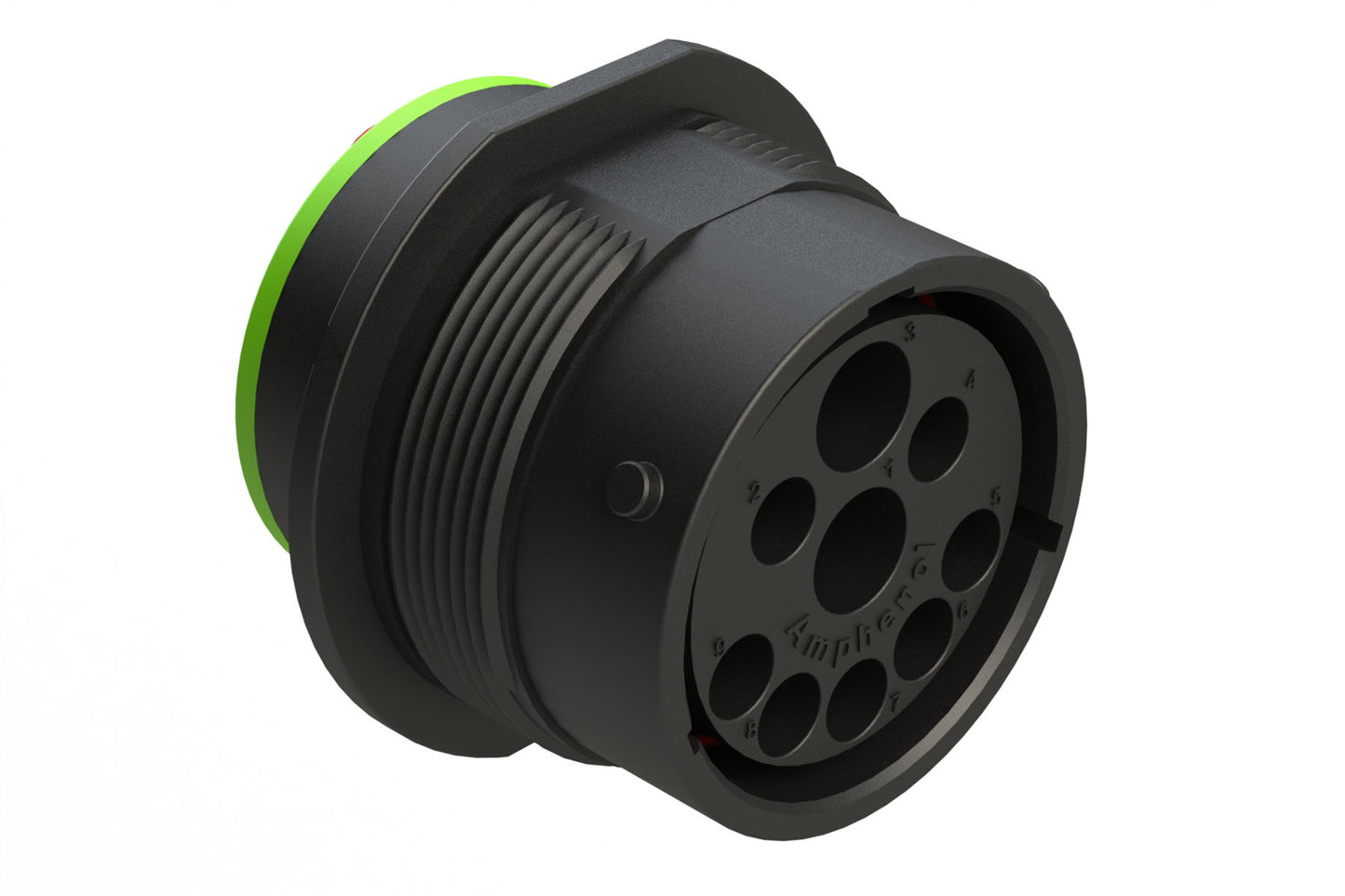 AHDP04-24-91PN-SRA 9 Position ISOBUS Receptacle, Pin, Shell Size 24, Normal Diameter Seal (Green Adapter), Smooth Ring Adapter (SRA). HDP24-24-91PN-P064