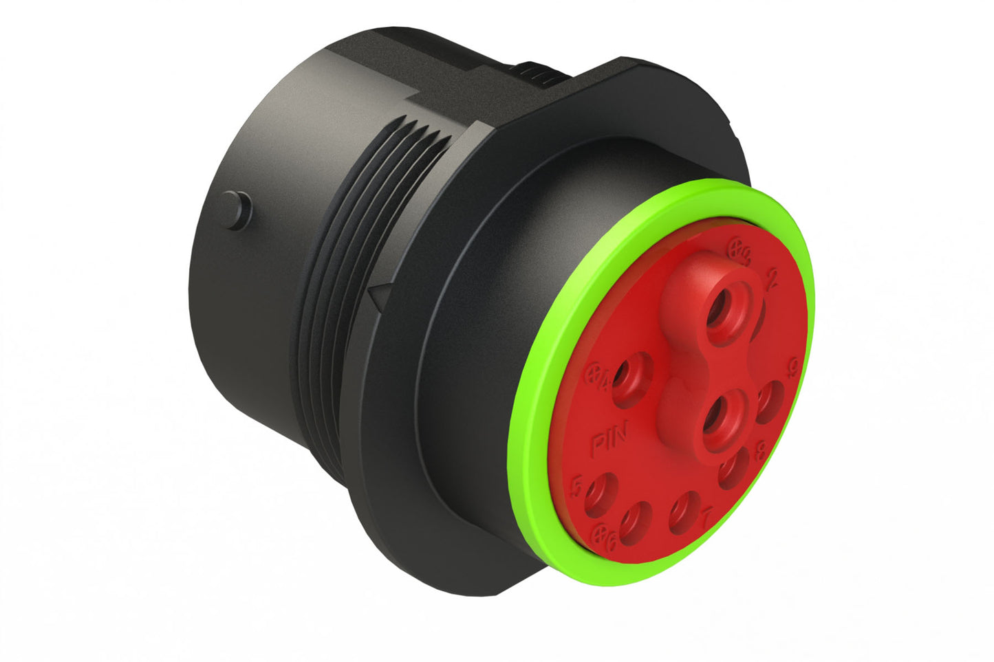 AHDP04-24-91PN-SRA 9 Position ISOBUS Receptacle, Pin, Shell Size 24, Normal Diameter Seal (Green Adapter), Smooth Ring Adapter (SRA). HDP24-24-91PN-P064