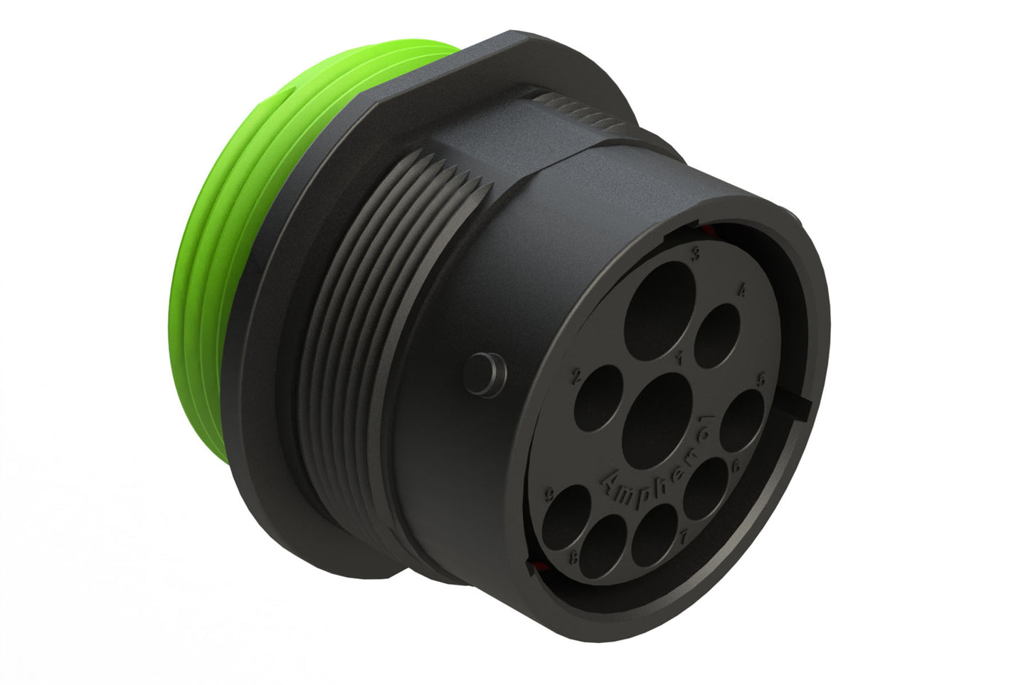 AHDP04-24-91PN-WTA 9 Position ISOBUS Receptacle, Pin, Shell Size 24, Normal Diameter Seal (Green Adapter), Wide Thread Adapter (WTA). HDP24-24-91PN-L024