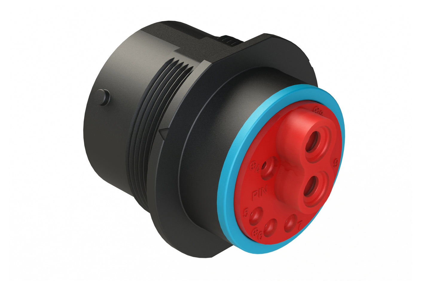 AHDP04-24-91PR16-SRA 9 Position ISOBUS Receptacle, Pin, Shell Size 24, Reduced Diameter Seal (Blue Adapter), Smooth Ring Adapter. Note: Use (Size 8) PN# AT60-204-08141-16 contacts for 6AWG/16mm² applications