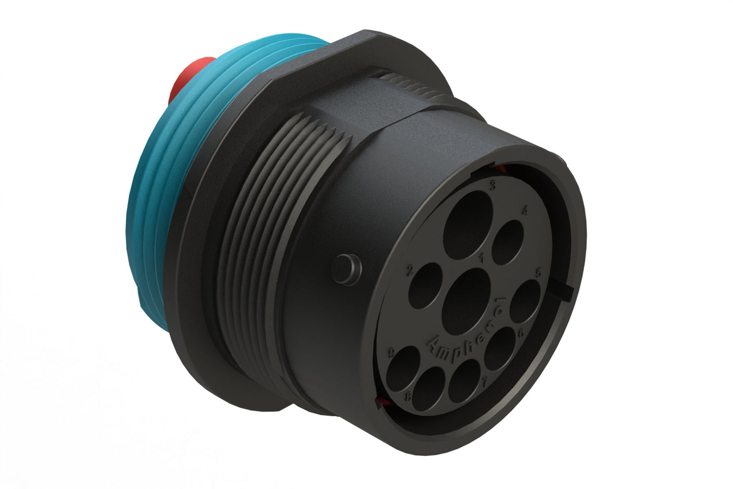 AHDP04-24-91PR16-WTA 9 Position ISOBUS Receptacle, Pin, Shell Size 24, Reduced Diameter Seal (Blue Adapter), Wide Thread Adapter. Note: Use (Size 8) PN# AT60-204-08141-16 contacts for 6AWG/16mm² applications