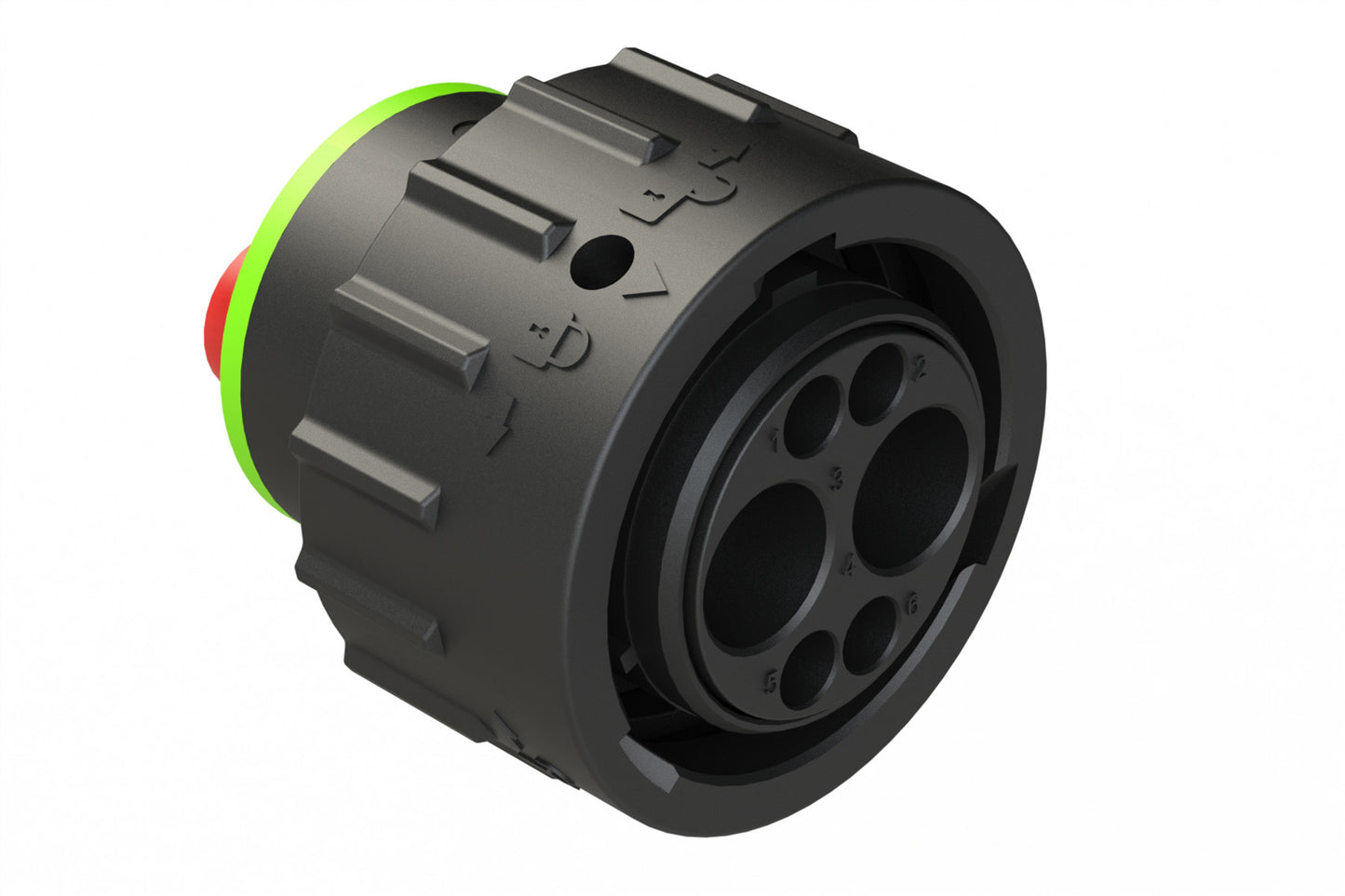 AHDP06-18-06PN-SRA 6 Position Plug, Pin, Shell Size 18, Normal Diameter Seal (Green Adapter), Smooth Ring Adapter. HDP26-18-6PN