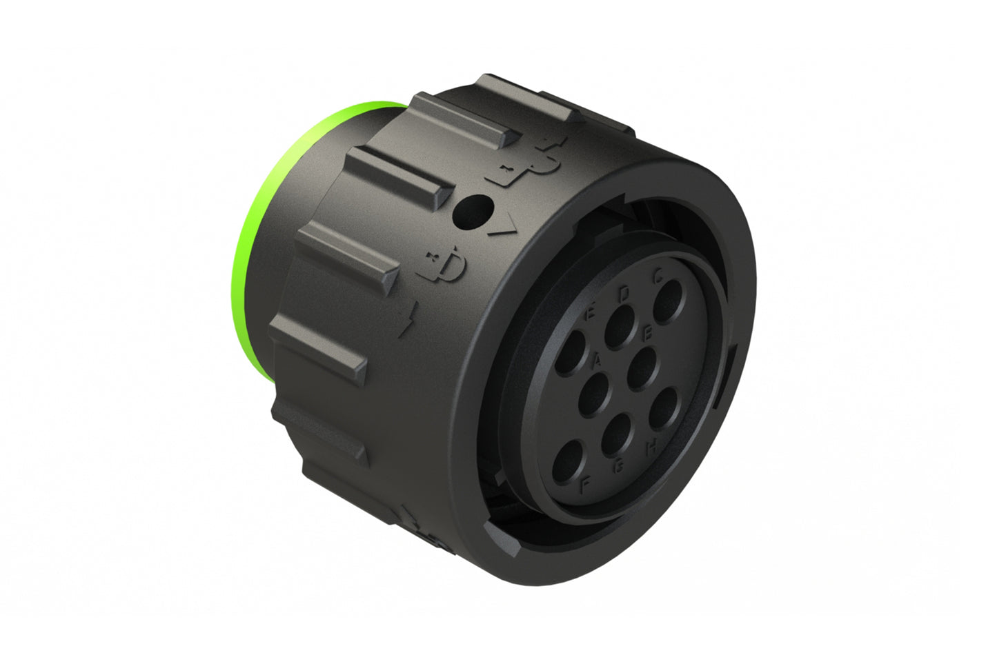 AHDP06-18-08SN-SRA 8 Position Plug, Socket, Shell Size 18, Normal Diameter Seal (Green Adapter), Smooth Ring Adapter. HDP26-18-8SN