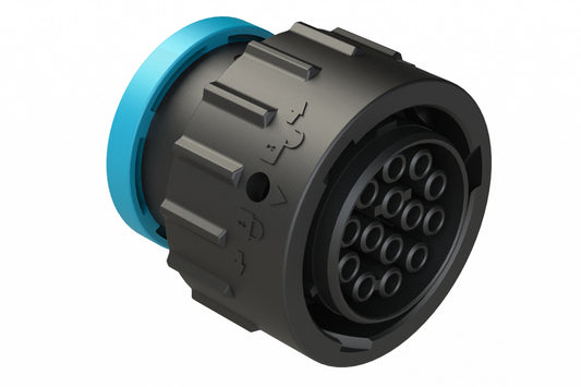 AHDP06-18-14SR-CL20 14 Position Plug, Socket, Shell Size 18, Reduced Diameter Rear Seal (Blue Adapter), Backshell Ring Adapter, CL20 w Diagnostic Keying. HDP26-18-14SE-CL20