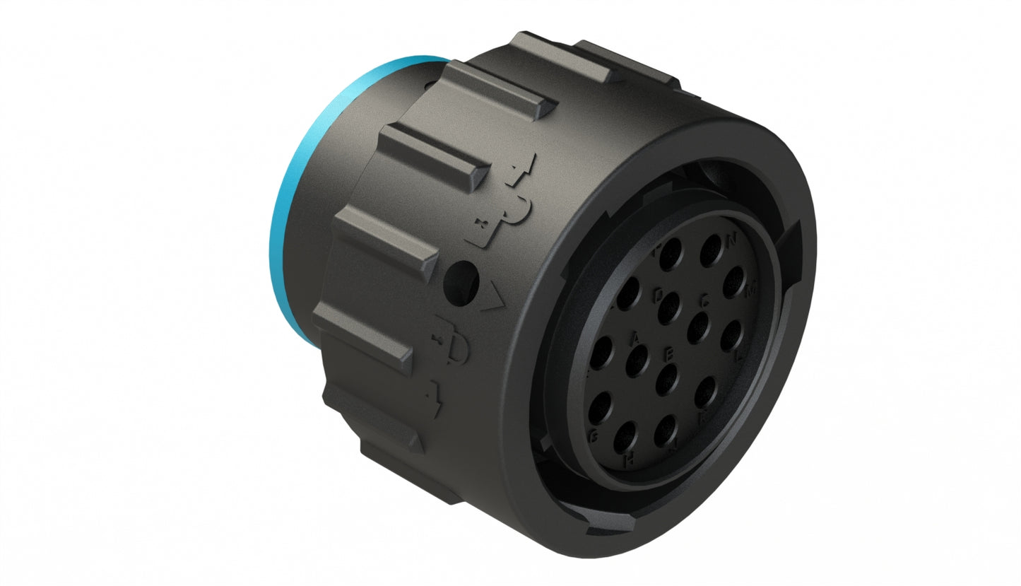 AHDP06-18-14SR-SRA 14 Position Plug, Socket, Shell Size 18, Reduced Diameter Seal (Blue Adapter), Smooth Ring Adapter. HDP26-18-14SE