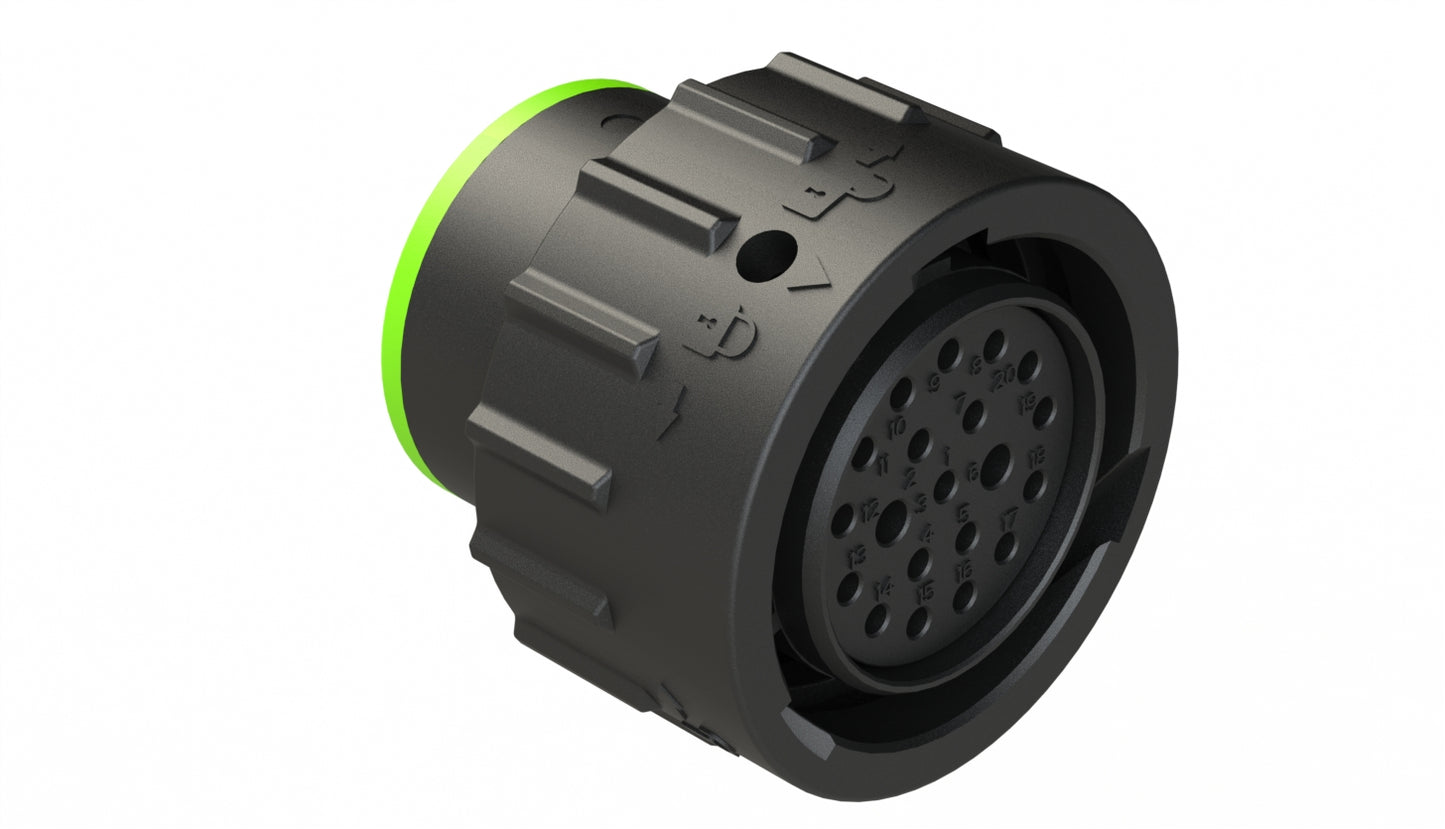 AHDP06-18-20SN-SRA 20 Position Plug, Socket, Shell Size 18, Normal Diameter Seal (Green Adapter), Smooth Ring Adapter. HDP26-18-20SN