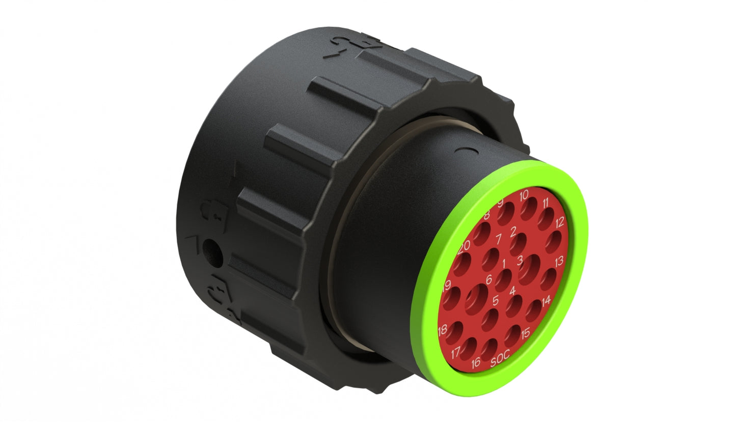 AHDP06-18-20SN-SRA 20 Position Plug, Socket, Shell Size 18, Normal Diameter Seal (Green Adapter), Smooth Ring Adapter. HDP26-18-20SN