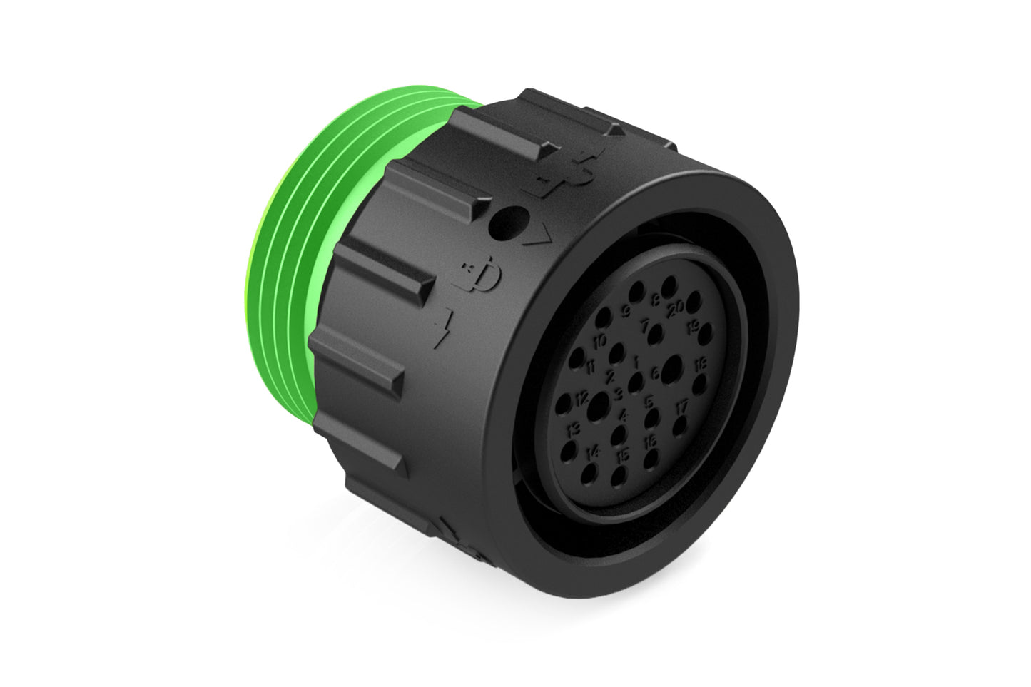 AHDP04-18-20SN-WTA 20 Position Receptacle, Socket, Shell Size 18, Normal Diameter Seal (Green Adapter), Wide Thread Adapter. HDP24-18-20SN-L024