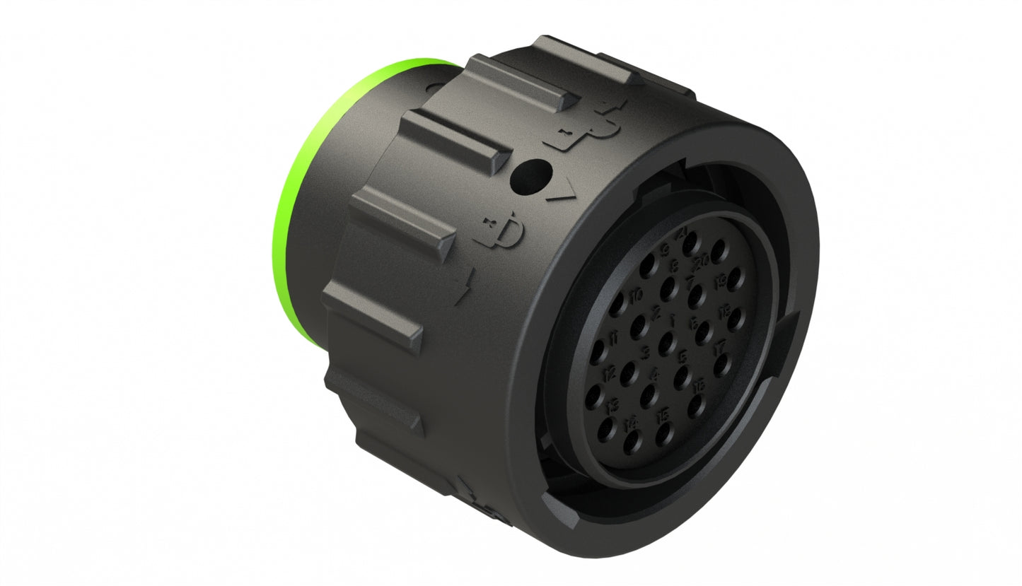 AHDP06-18-21SN-SRA 21 Position Plug, Socket, Shell Size 18, Normal Diameter Seal (Green Adapter), Smooth Ring Adapter. HDP26-18-21SN