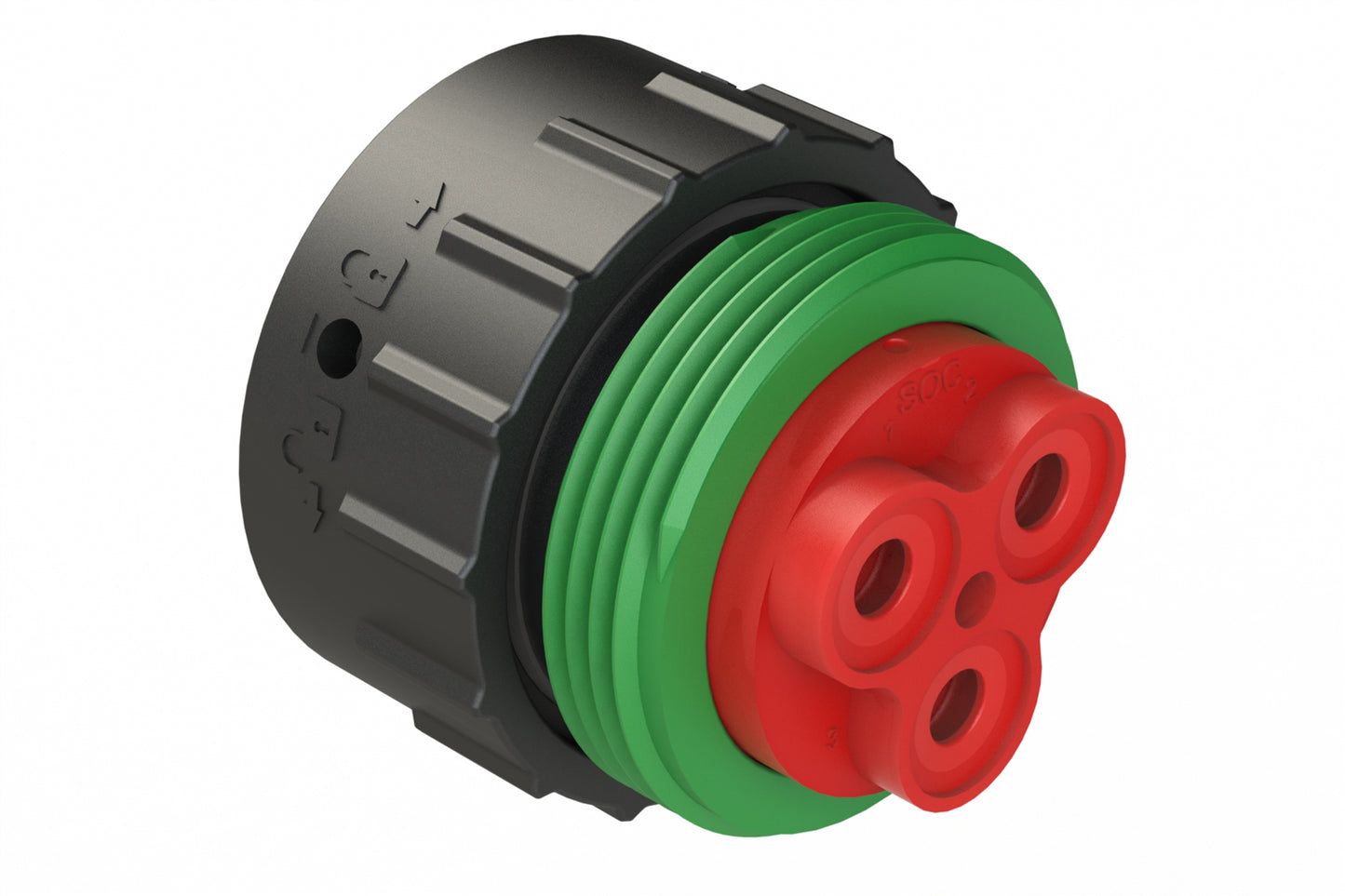 AHDP06-24-03SNA-WTAC031 3 Position Plug, Socket, Shell Size 24,  Keyed A, 100A, 1000V, Normal Diameter Seal (Green Adapter), Wide Thread Adapter