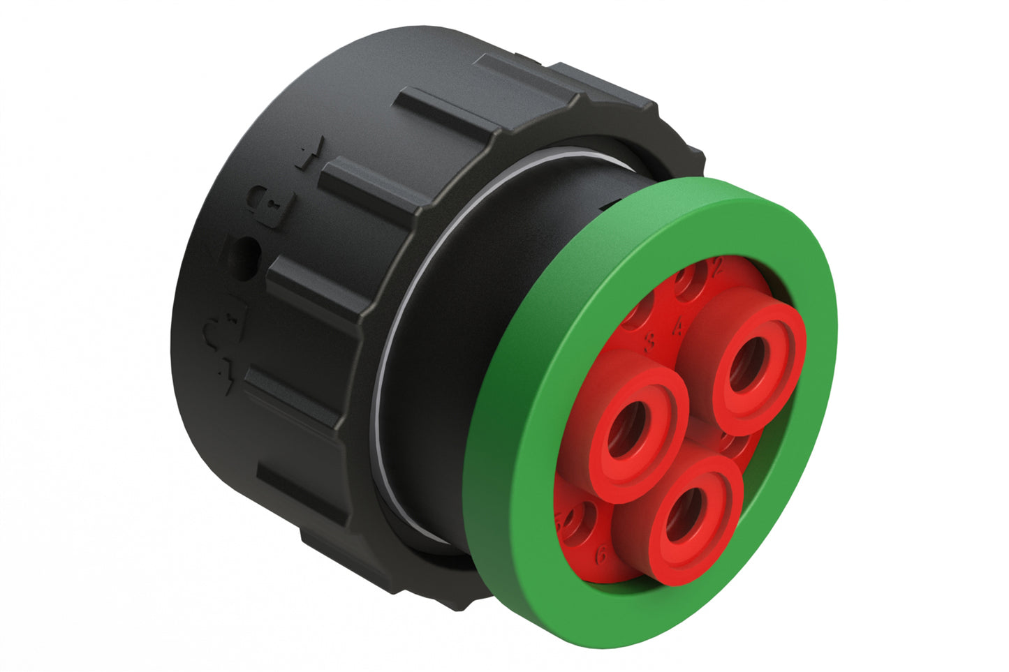 AHDP06-24-07SN-BRACL22 7 Position Plug, Socket, Shell Size 24, Normal Diameter Seal (Green Adapter), Backshell Ring Adapter, CL22. HDP26-24-7SN-CL22