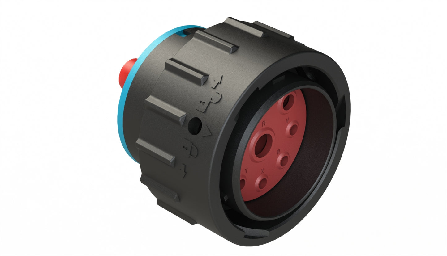 AHDP06-24-09PR-SRA 9 Position Plug, Pin, Shell Size 24, Reduced Diameter Seal (Blue Adapter), Smooth Ring Adapter. HDP26-24-9PE