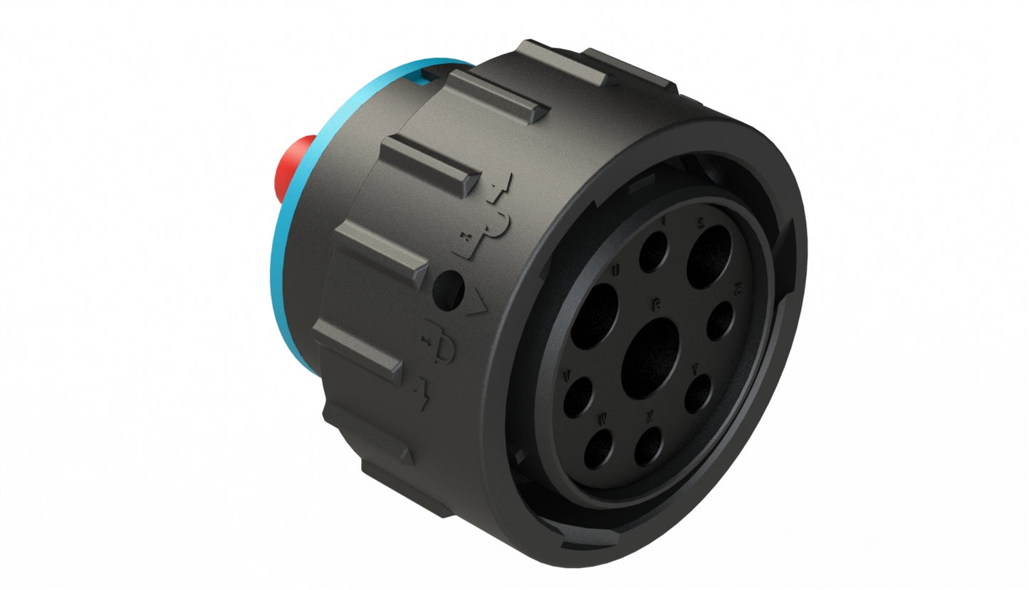 AHDP06-24-09SR-SRA 9 Position Plug, Socket, Shell Size 24, Reduced Diameter Seal (Blue Adapter), Smooth Ring Adapter. HDP26-24-9SE