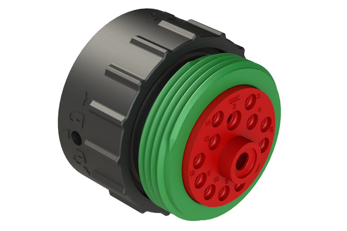 AHDP06-24-14SN-WTA 14 Position Plug, Socket, Shell Size 24, Normal Diameter Seal (Green Adapter), Wide Thread Adapter. HDP26-24-14SN-L024