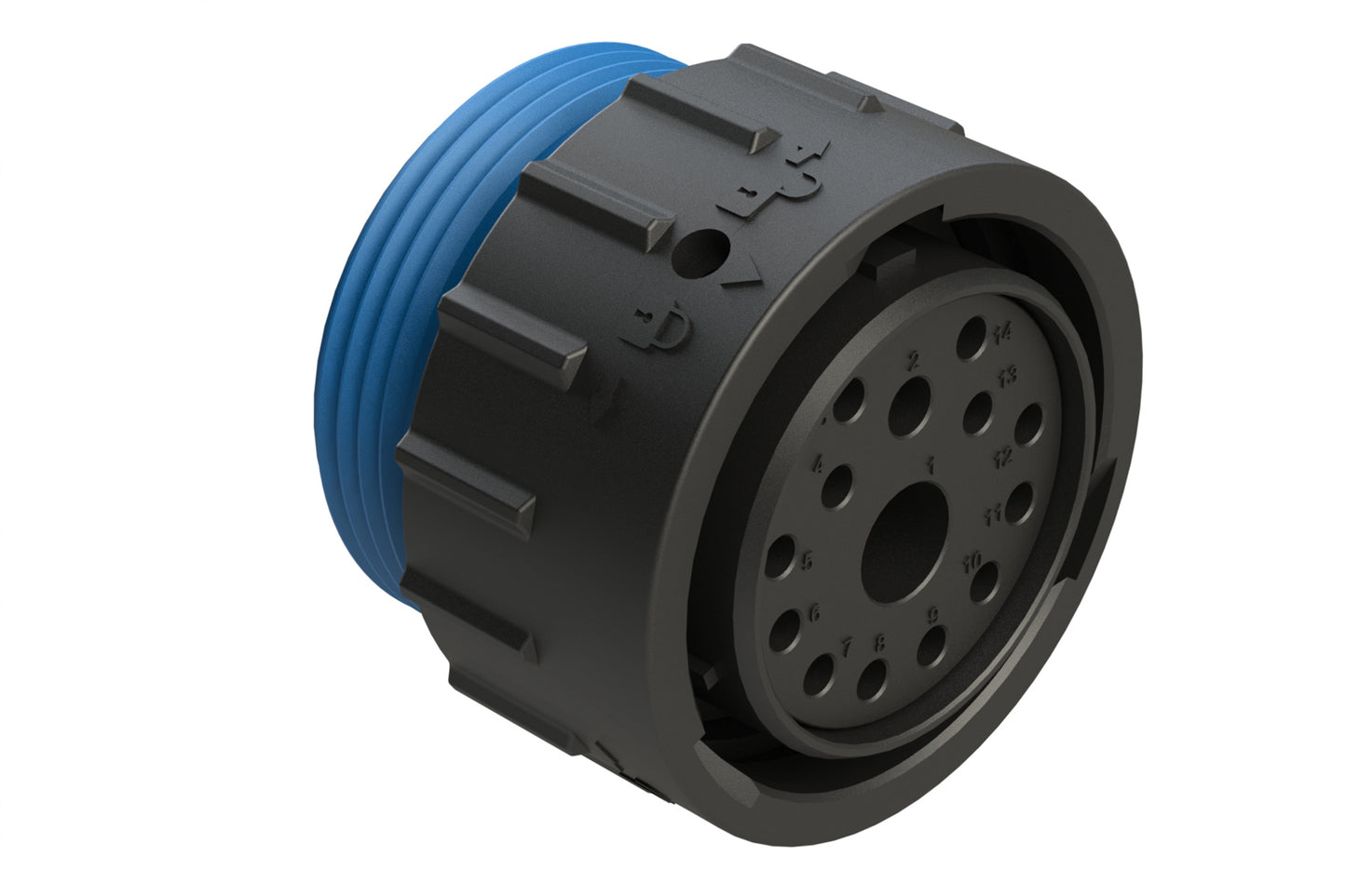 AHDP06-24-14SR-WTA 14 Position Plug, Socket, Shell Size 24, Reduced Diameter Seal (Blue Adapter), Wide Thread Adapter. HDP26-24-14SE-L024