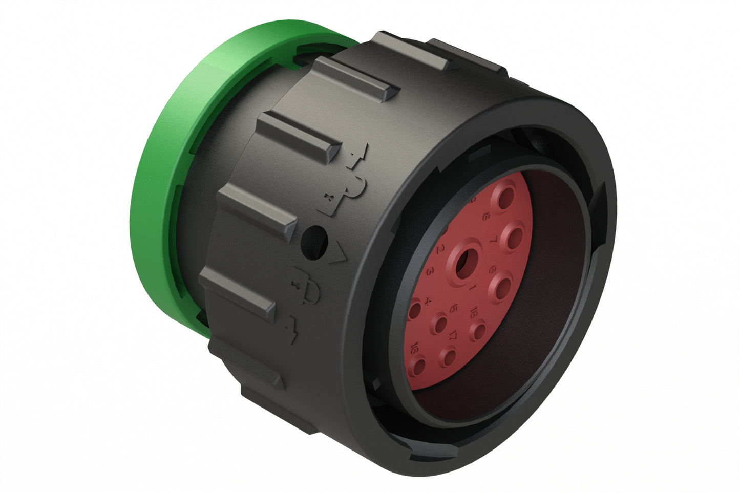 AHDP06-24-18PN-BRA 18 Position Plug, Pin, Shell Size 24, Normal Diameter Seal (Green Adapter), Backshell Ring Adapter. HDP26-24-18PN-L017