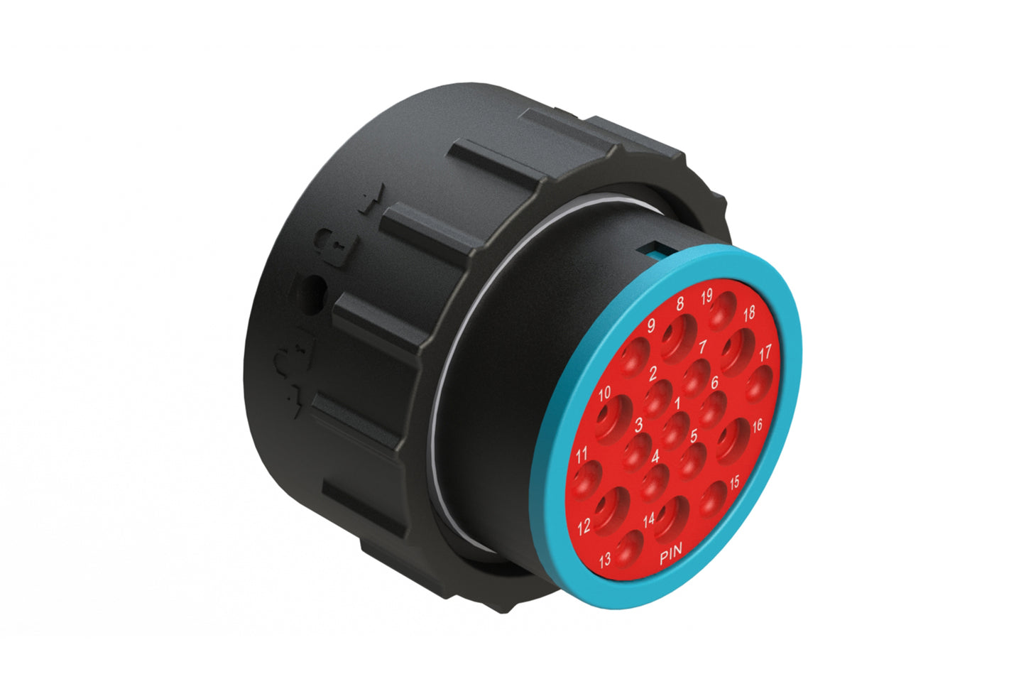 AHDP06-24-19PR-SRA 19 Position Plug, Pin, Shell Size 24, Reduced Diameter Seal (Blue Adapter), Smooth Ring Adapter. HDP26-24-19PE