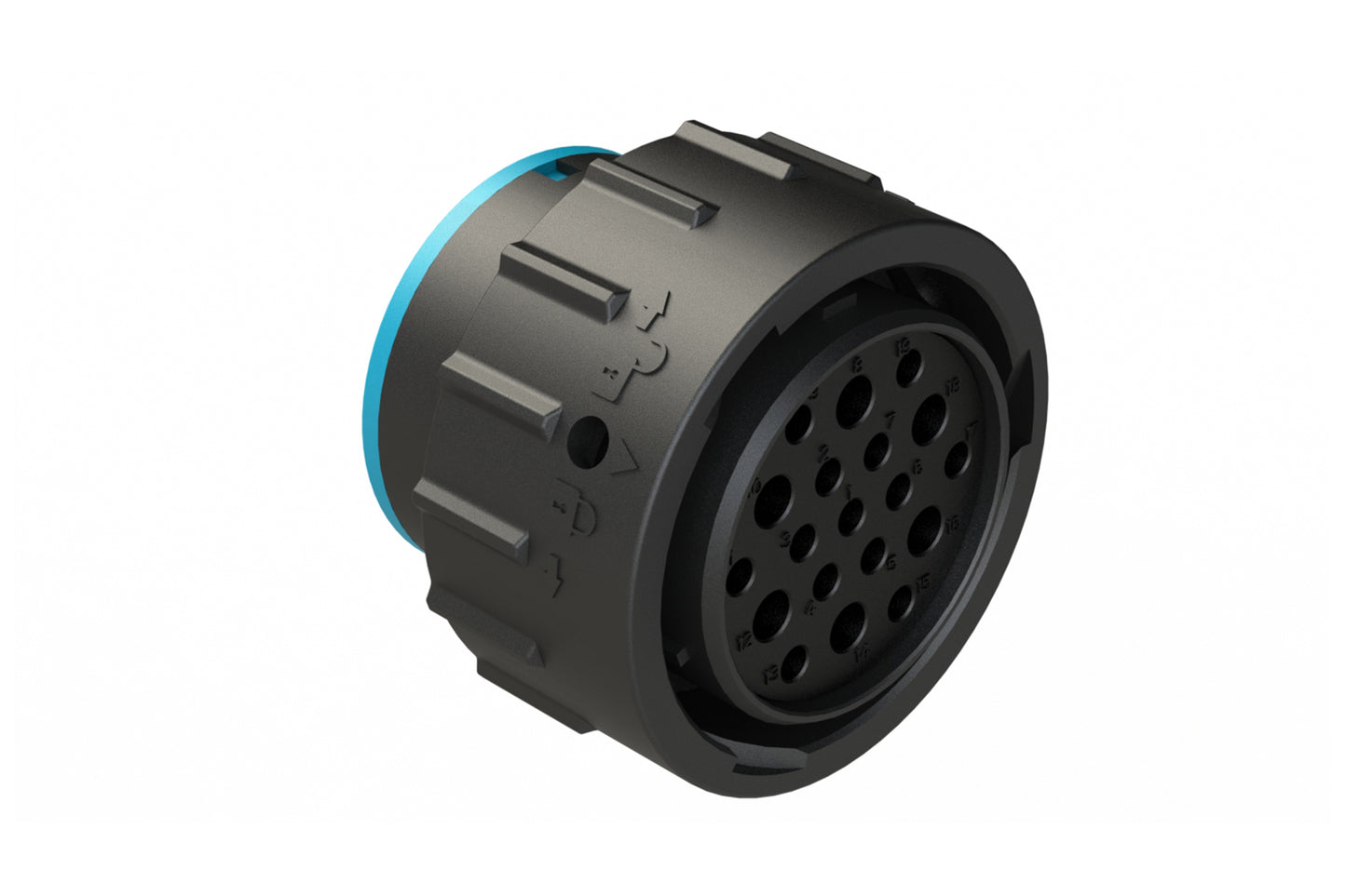 AHDP06-24-19SR-SRA 19 Position Plug, Socket, Shell Size 24, Reduced Diameter Seal (Blue Adapter), Smooth Ring Adapter. HDP26-24-19SE