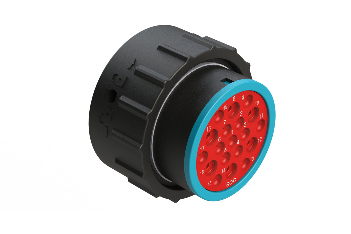 AHDP06-24-19SR-SRA 19 Position Plug, Socket, Shell Size 24, Reduced Diameter Seal (Blue Adapter), Smooth Ring Adapter. HDP26-24-19SE