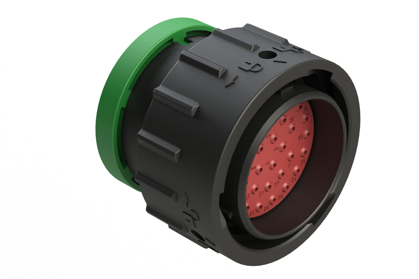 AHDP06-24-33PN-BRA 33 Position Plug, Shell Size 24, Pin, Shell Size 24, Plastic, Normal Diameter Rear Seal, Backshell Ring Adapter BRA (Green). HDP26-24-33PN-L017