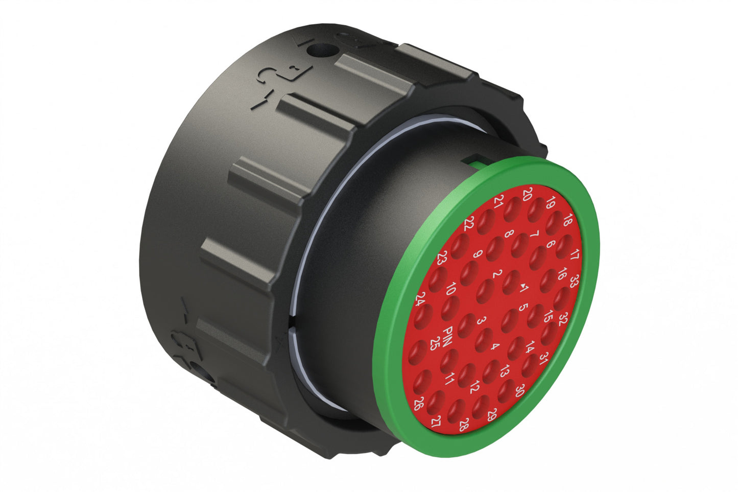 AHDP06-24-33PN-SRA 33 Position Plug, Shell Size 24, Pin, Shell Size 24, Plastic, Normal Diameter Rear Seal, Smooth Ring Adapter SRA (Green). HDP26-24-33PN