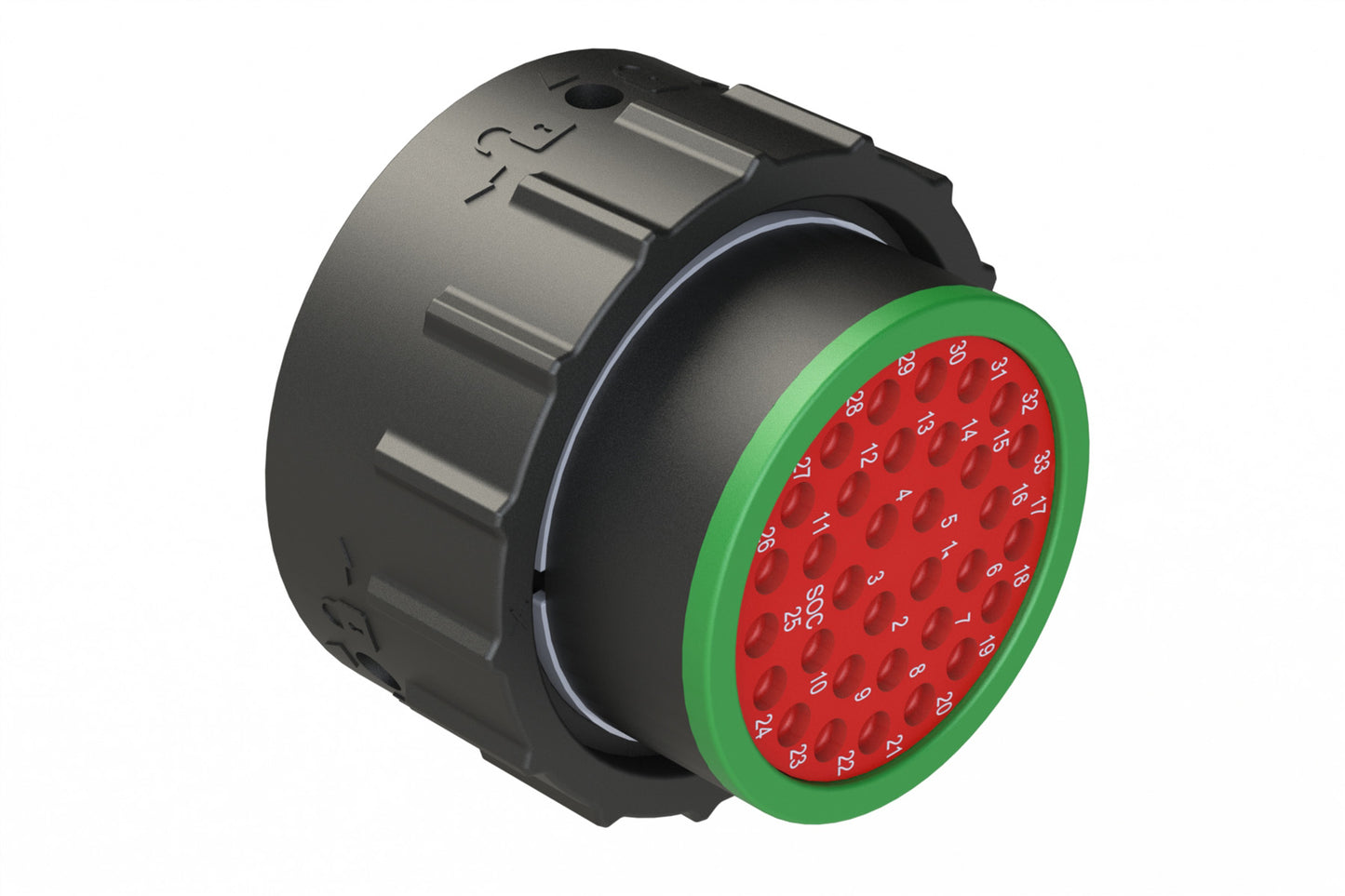 AHDP06-24-33SN-SRA 33 Position Plug, Shell Size 24, Socket, Shell Size 24, Plastic, Normal Diameter Rear Seal, Smooth Ring Adapter SRA (Green). HDP26-24-33SN