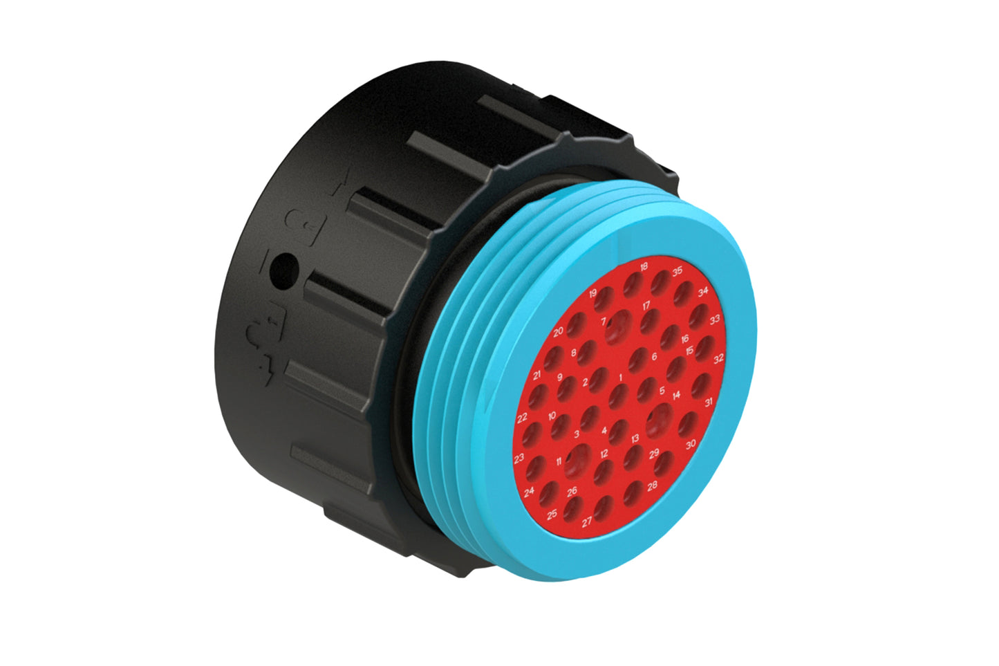 AHDP06-24-35PR-WTA 35 Position Plug, Pin, Shell Size 24, Reduced Diameter Seal (Blue Adapter), Wide Thread Adapter. HDP26-24-35PN--L024