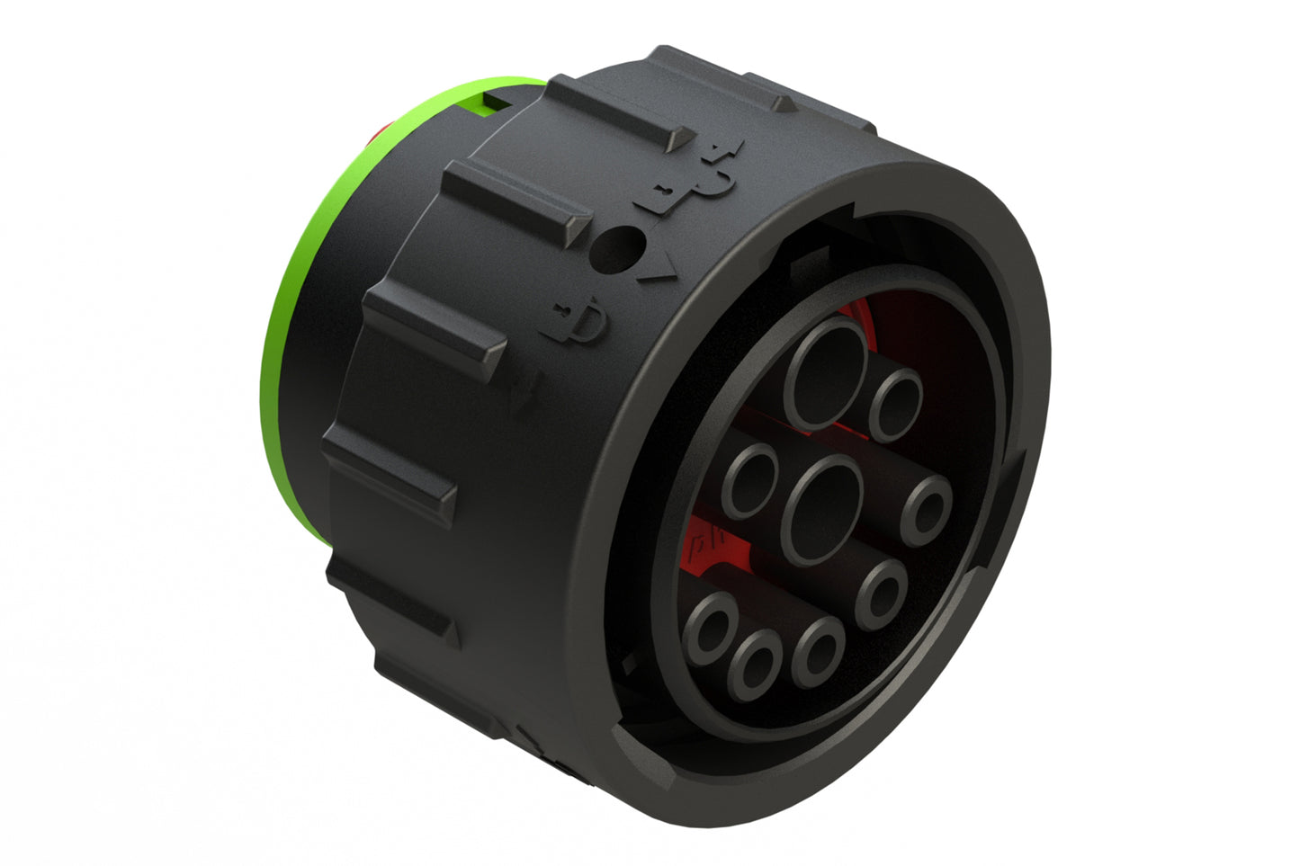 AHDP06-24-91SN-P064 9 Position ISOBUS Plug, Socket, Shell Size 24, Normal Diameter Seal (Green Adapter), Smooth Ring Adapter (SRA), No Jumper. HDP26-24-91SN-P064