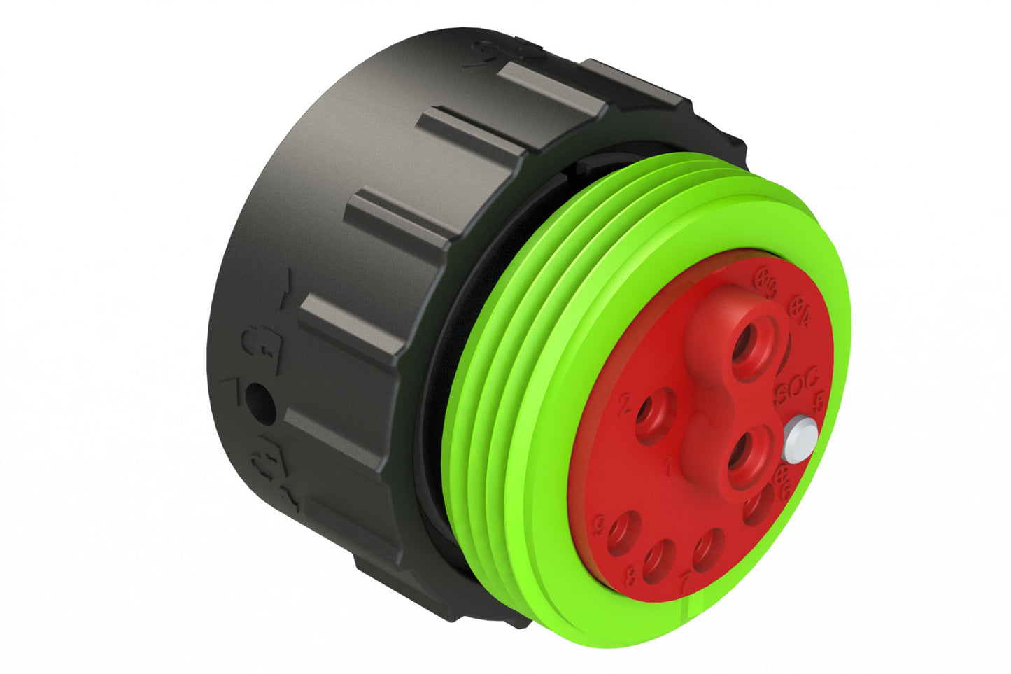 AHDP06-24-91SN-WTA 9 Position ISOBUS Plug, Socket, Shell Size 24, Normal Diameter Seal (Green Adapter), Wide Thread Adapter (WTA). HDP26-24-91SN-L024