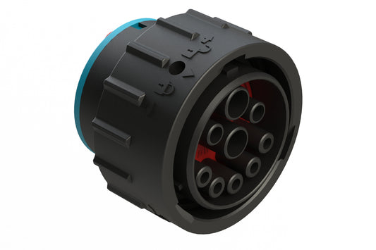 AHDP06-24-91SR-P064 9 Position ISOBUS Plug, Socket, Shell Size 24, Reduced Diameter Seal (Blue Adapter), Smooth Ring Adapter (SRA), No Jumper