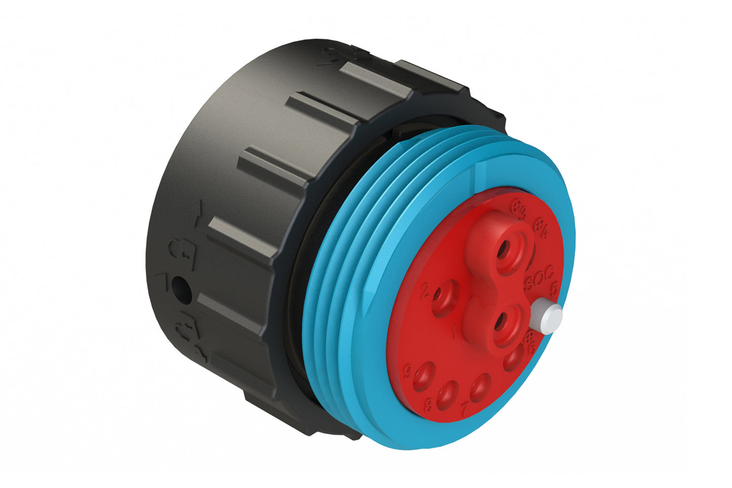 AHDP06-24-91SR-WTA 9 Position ISOBUS Plug, Socket, Shell Size 24, Reduced Diameter Seal (Blue Adapter), Wide Thread Adapter. HDP26-24-91SE-L024