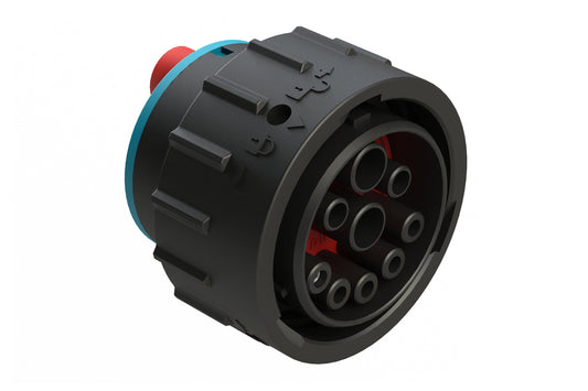 AHDP06-24-91SR16-SRA 9 Position ISOBUS Plug, Socket, Shell Size 24, Reduced Diameter Sea (Blue Adapter)l, Smooth Ring Adapter. Note: Use (Size 8) PN# AT62-203-08141-16 contacts for 6AWG/16mm² applications