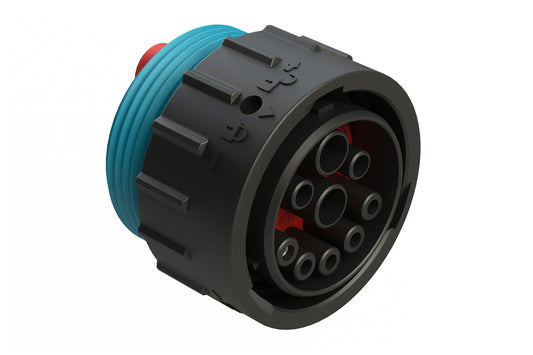 AHDP06-24-91SR16-WTA 9 Position ISOBUS Plug, Socket, Shell Size 24, Reduced Diameter Seal (Blue Adapter), Wide Thread Adapter. Note: Use (Size 8) PN# AT62-203-08141-16 contacts for 6AWG/16mm² applications