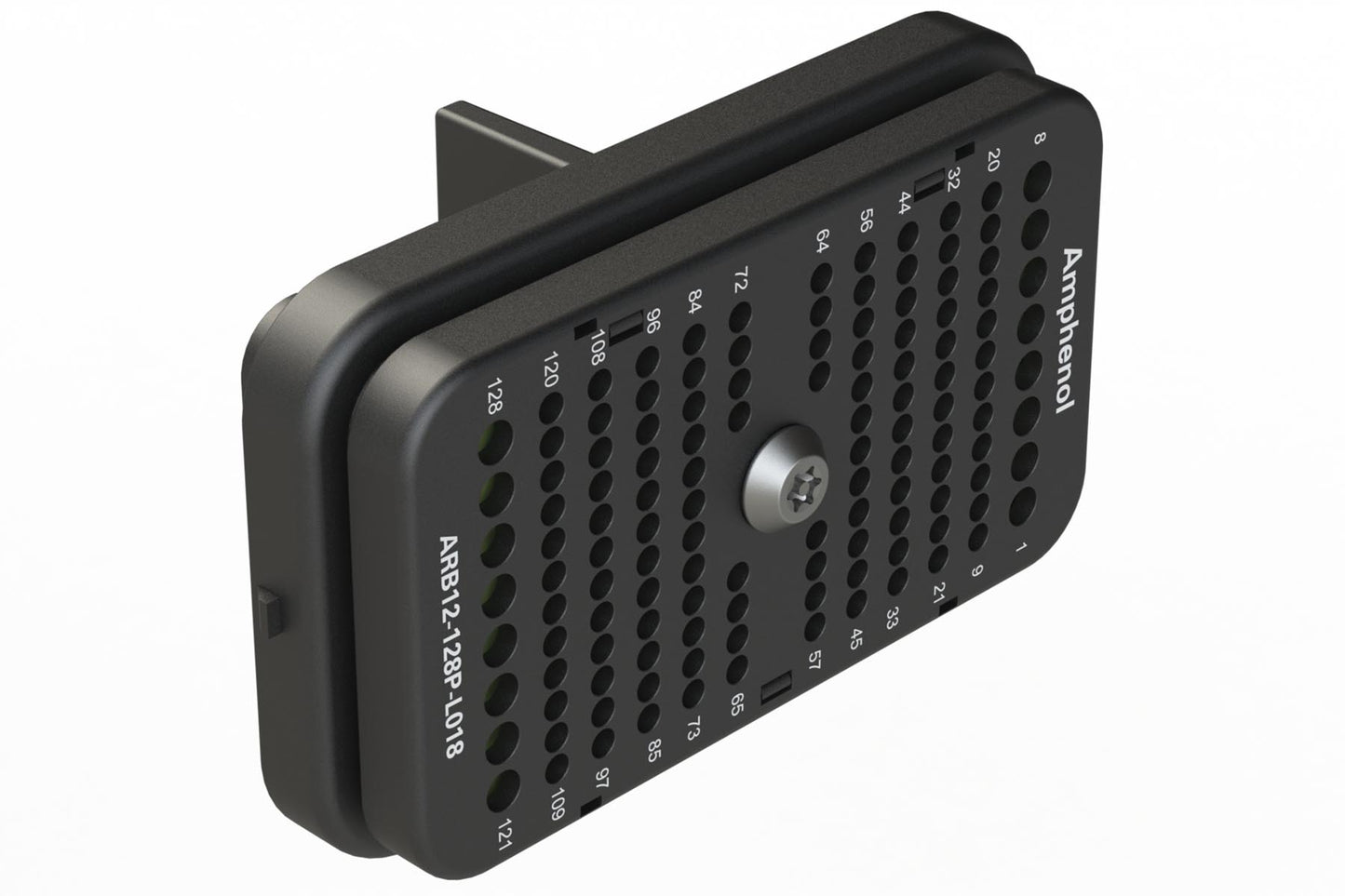 ARB12-128PAR-L018 128 Position Receptacle, Pin, Threaded Insert, Reduced Diameter Seal, Keyed A, Black