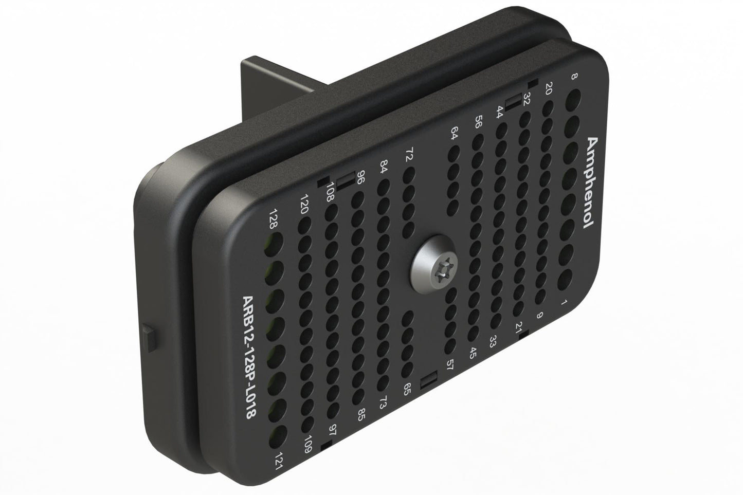 ARB12-128PDR-L018 128 Position Receptacle, Pin, Threaded Insert,Reduced Diameter Seal, Keyed D, Black