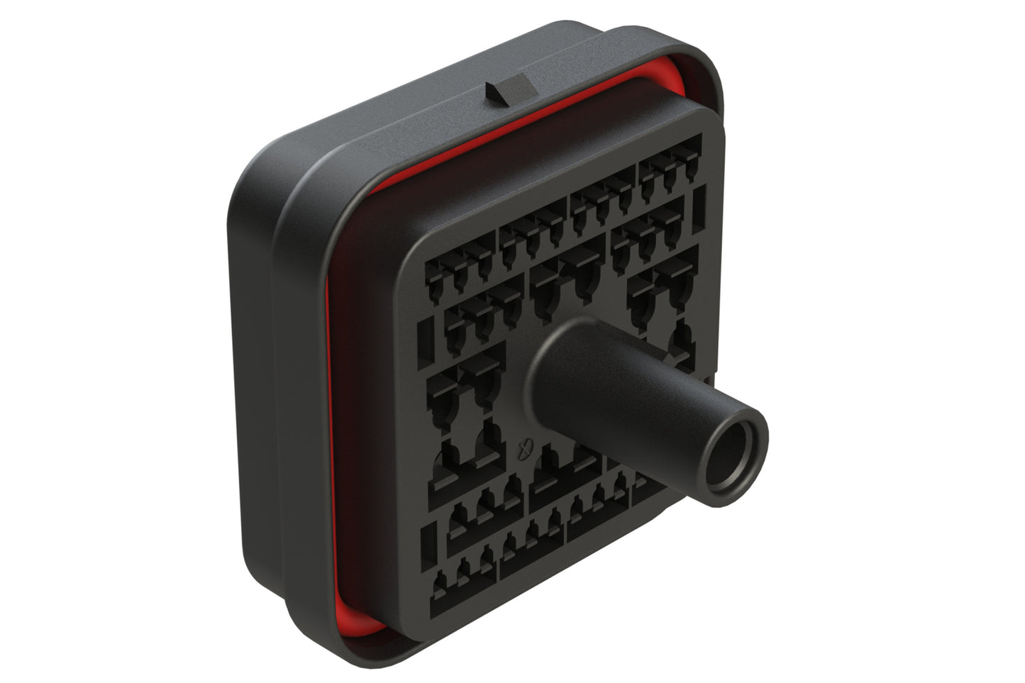 ARB12-48PDR-L018 48 Position Receptacle with Flange, Reduced Diameter Seal, Keyed D, Black. DRB12-48PDE-L018