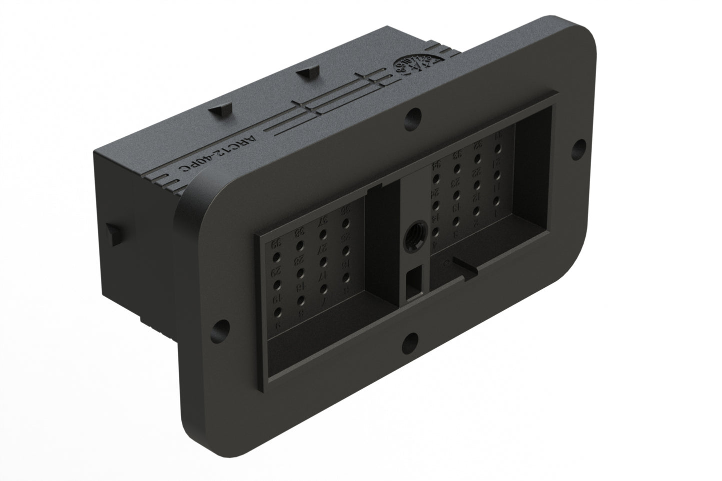 ARC12-40PCR 40 Position Receptacle, Pin Contact, Size 16, Threaded Insert for Jackscrew, Keyed C, Flanged, Reduced Diameter Rear Seal, Dustcap included. DRC12-40PCE