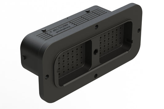 ARC12-70PA 70 Position Receptacle, Pin, Contact Size 16, Threaded Insert for Jackscrew, Keyed A, Flanged, Standard Diameter Rear Seal (Red), Black Body, Dustcap Included. DRC12-70PA