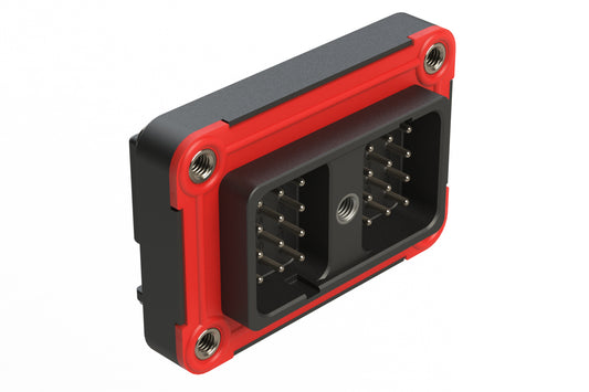 ARC13-24PD-BM03SP1 24 Position PCB Receptacle with Flange, 90°, Nickel Plating, Threaded Insert for Jackscrew, Gasket, Keyed D, Black. DRC13-24PD