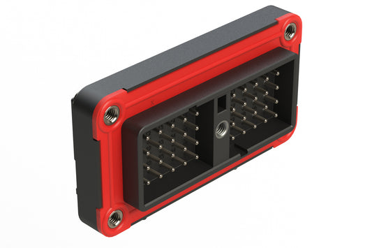 ARC13-40PC-BM03SP1 40 Position PCB Receptacle with Flange, 90°, Nickel Plating, Threaded Insert for Jackscrew, Gasket, Keyed C, Black. DRC13-40PC