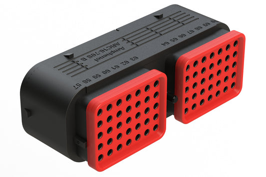 ARC16-70SB-P013 70 Position Plug, Socket, Contact Size Size 16, Jackscrew, Bonded Front Seal, Keyed B, Standard Diameter Rear Seal (Red), Black Body, Dustcap Included. DRC16-70SB-P013