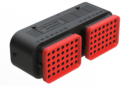 ARC16-70SC-P013 70 Position Plug, Socket, Contact Size Size 16, Jackscrew, Bonded Front Seal, Keyed C, Standard Diameter Rear Seal (Red), Black Body, Dustcap Included. DRC16-70SC-P013